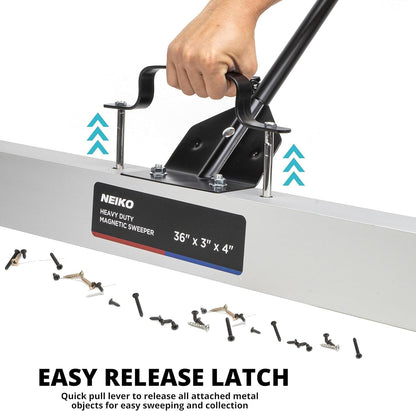 NEIKO 53418A 36-Inch Magnetic Pickup Sweeper with Wheels — 55 lb Capacity