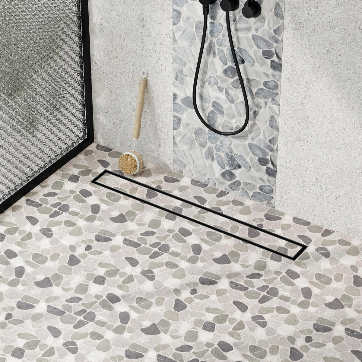 Neodrain 24-Inch Linear Shower Drain with Tile Insert Grate – Matte Black 304 Stainless Steel