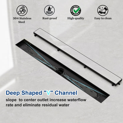 Neodrain 24-Inch Linear Shower Drain with Tile Insert Grate – Matte Black 304 Stainless Steel