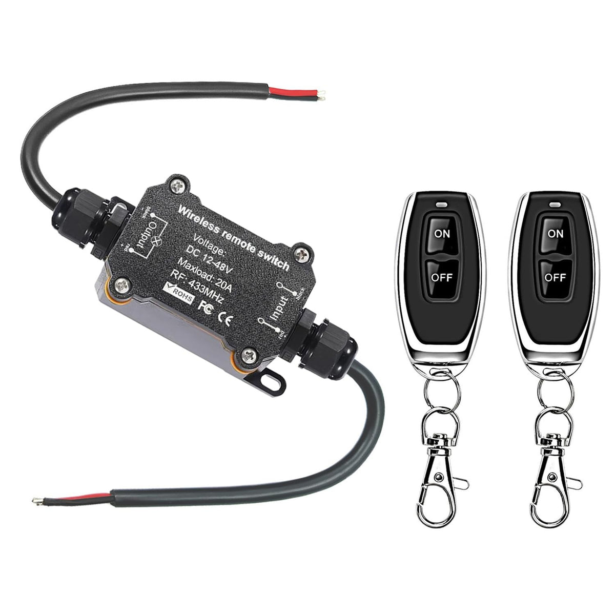 NEWNEWLIU DC12V Waterproof Remote Control Switch — 164ft RF Range, 20A, Indoor/Outdoor