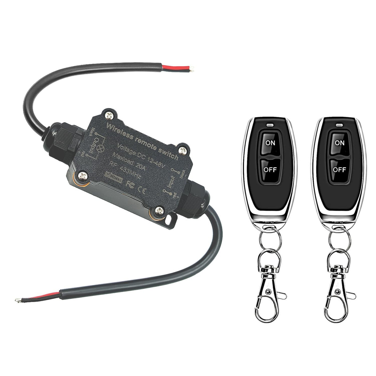 NEWNEWLIU DC12V Waterproof Remote Control Switch — 164ft RF Range, 20A, Indoor/Outdoor