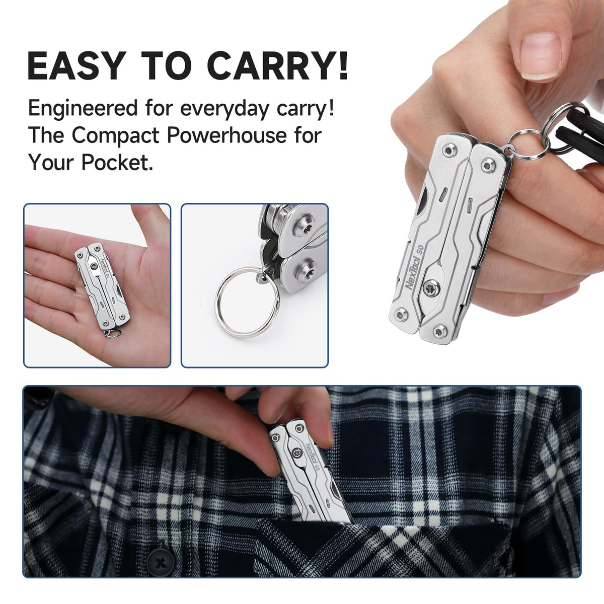 NexTool Micro Sailor S0: 8-in-1 Mini Keychain Scissors | Ultra-Light EDC Tool