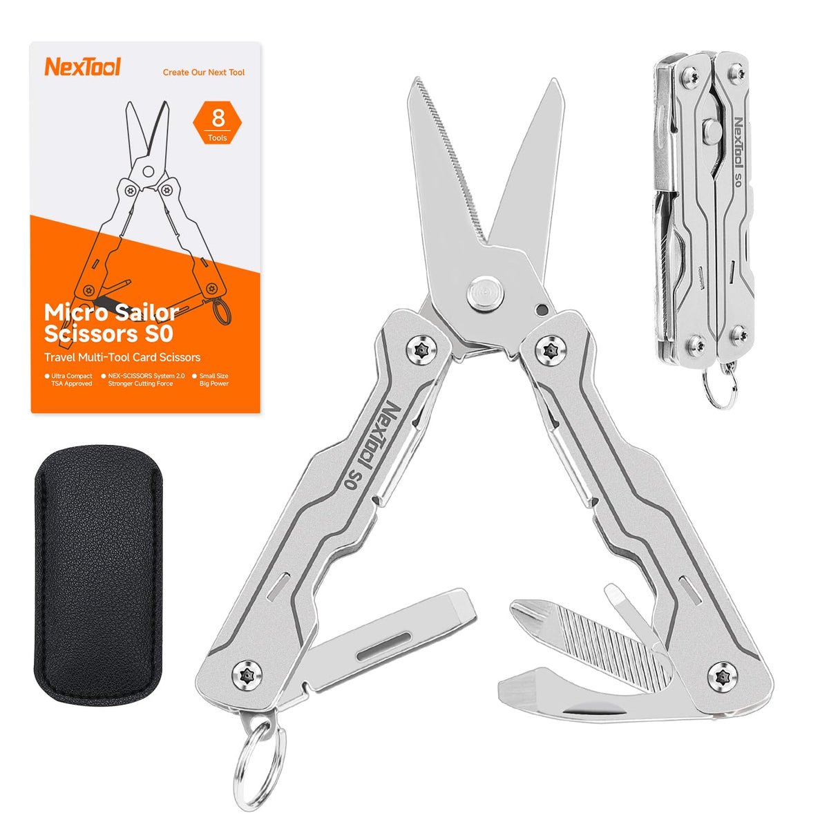 NexTool Micro Sailor Scissors S0 – 8-in-1 Mini Keychain Multitool for Travel & EDC