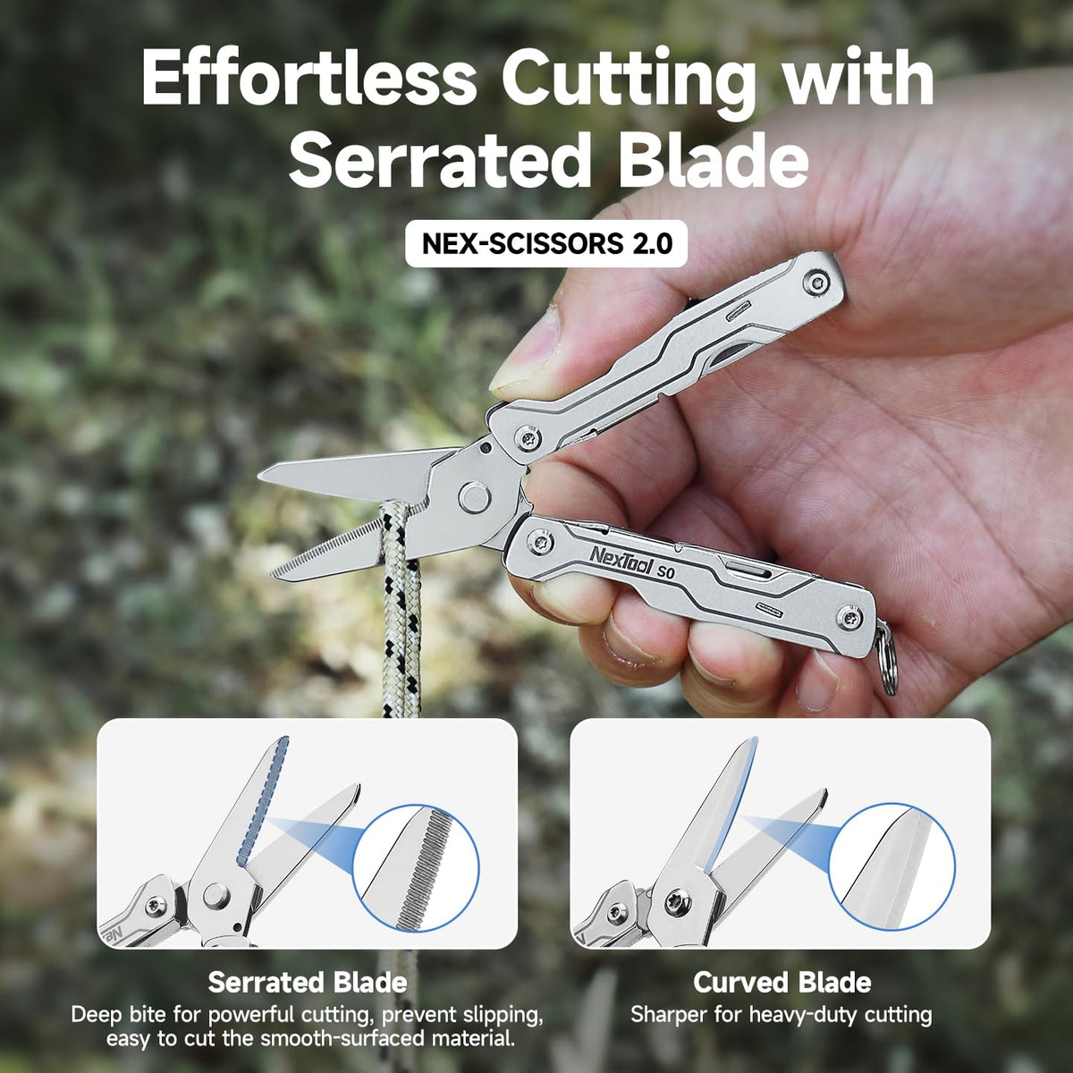 NexTool Micro Sailor Scissors S0 – 8-in-1 Mini Keychain Multitool for Travel & EDC