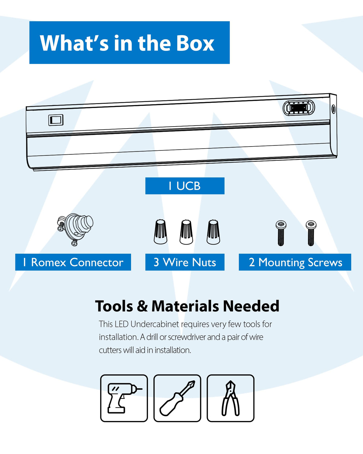 Nicor 9” LED Direct-Wire Under Cabinet Light | Dimmable, 2700K–5000K, 340–360 Lumens