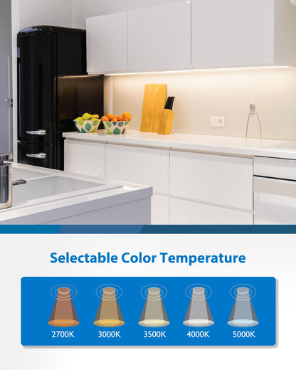 Nicor 9” LED Direct-Wire Under Cabinet Light | Dimmable, 2700K–5000K, 340–360 Lumens