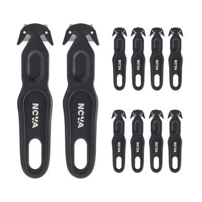 Nova Safety Cutter Tool – 10-Piece Black Recessed-Blade Box Cutter for Safer Packing