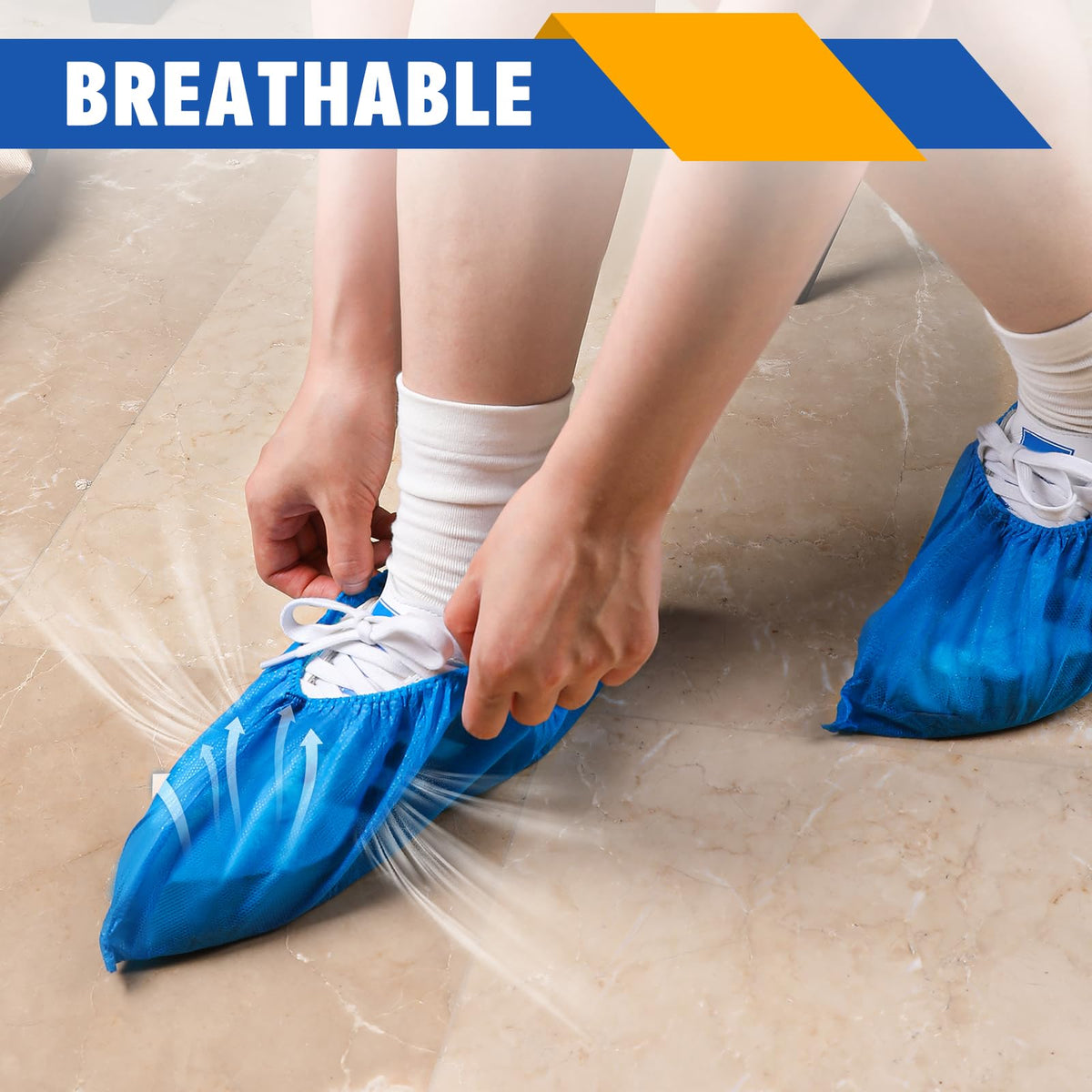 NUITPY 600 Pack Disposable Shoe Covers – Non-Woven, Durable Large Size