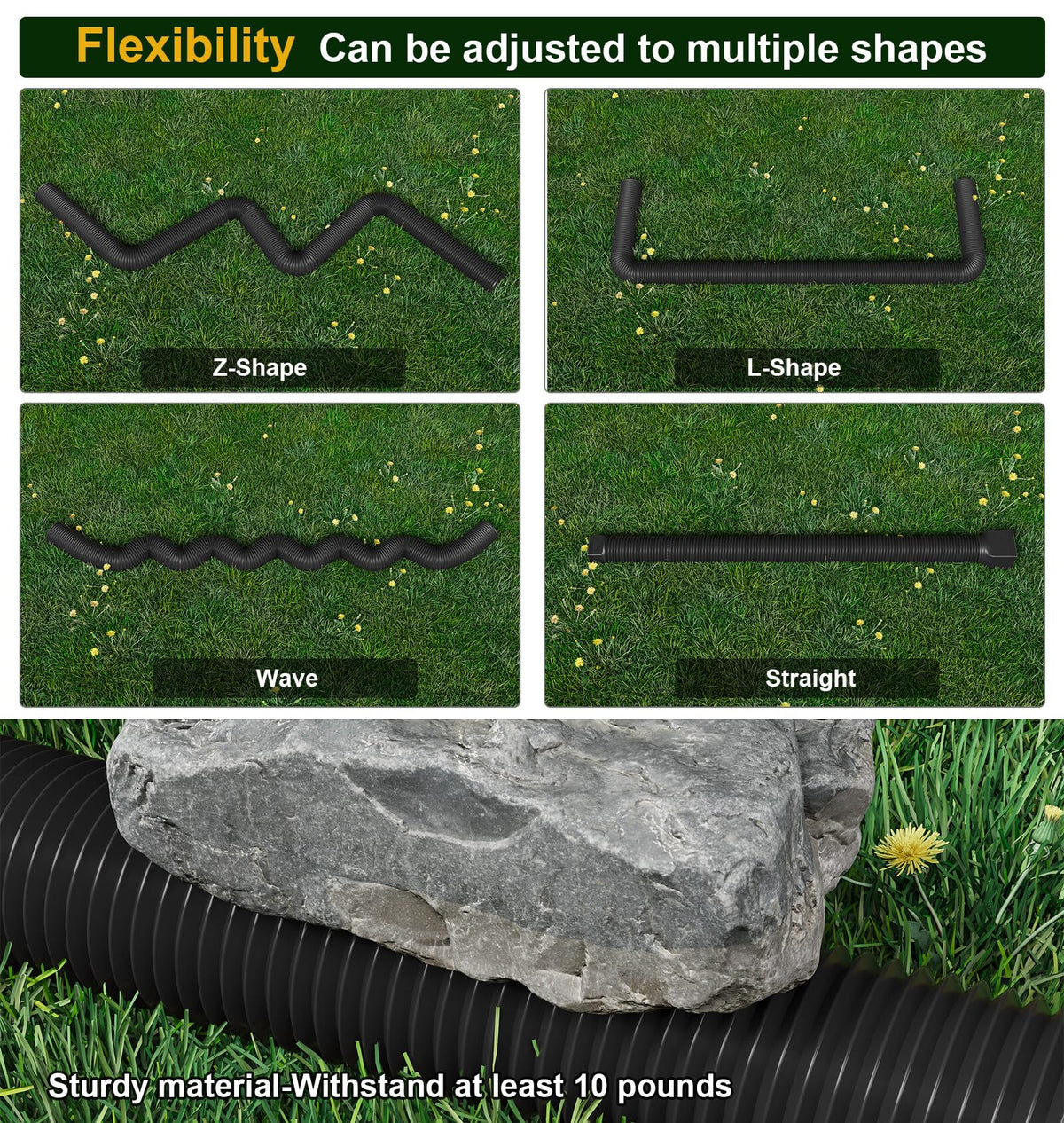 Ogutter Rain Gutter Downspout Extension — Extendable 21 to 66 Inches, Black