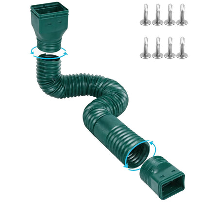 Ogutter Rain Gutter Downspout Extensions | Flexible Extendable 21-66 Inches (Green)