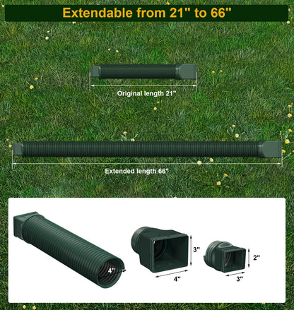 Ogutter Rain Gutter Downspout Extensions | Flexible Extendable 21-66 Inches (Green)