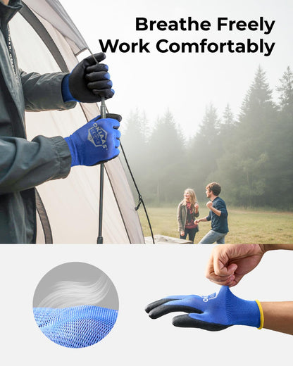 OKIAAS Men's Ultra-Thin Working Gloves with Grip – 12 Pairs, Medium, Black
