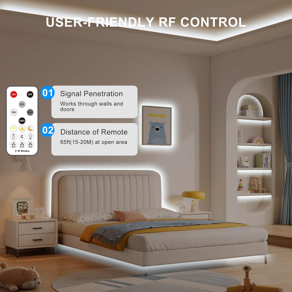 Olaholii 16.4ft COB LED Strip Light with Remote – Dimmable 6500K White, Ra93+