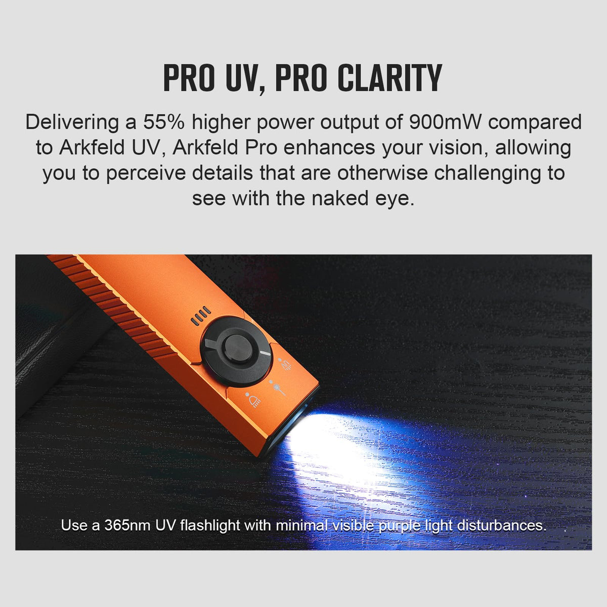 OLIGHT Arkfeld Pro: 1300 Lumen EDC Flashlight with Green Beam, UV, White LED – Orange CW