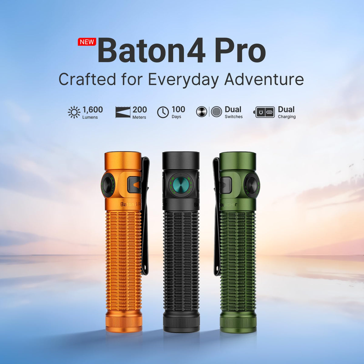 OLIGHT Baton4 Pro EDC Flashlight – 1600 Lumens, USB-C & Magnetic Charging
