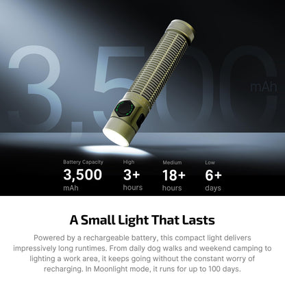 OLIGHT BatonUltra EDC Flashlight – 1800 Lumen, USB-C Rechargeable, Magnetic Tail Switch – Olive Green