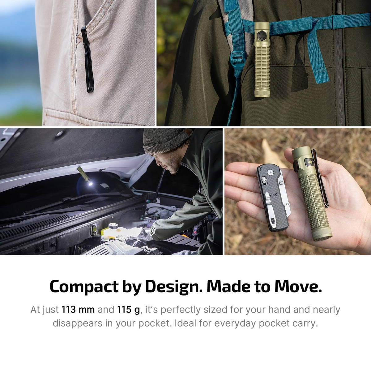 OLIGHT BatonUltra EDC Flashlight – 1800 Lumen, USB-C Rechargeable, Magnetic Tail Switch – Olive Green