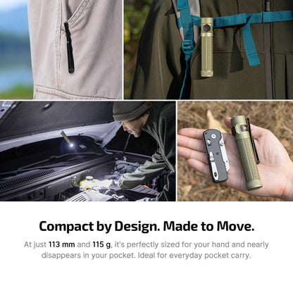 OLIGHT BatonUltra EDC Flashlight – 1800 Lumen, USB-C Rechargeable, Magnetic Tail Switch – Olive Green