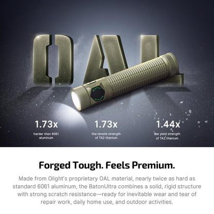 OLIGHT BatonUltra EDC Flashlight – 1800 Lumen, USB-C Rechargeable, Magnetic Tail Switch – Olive Green