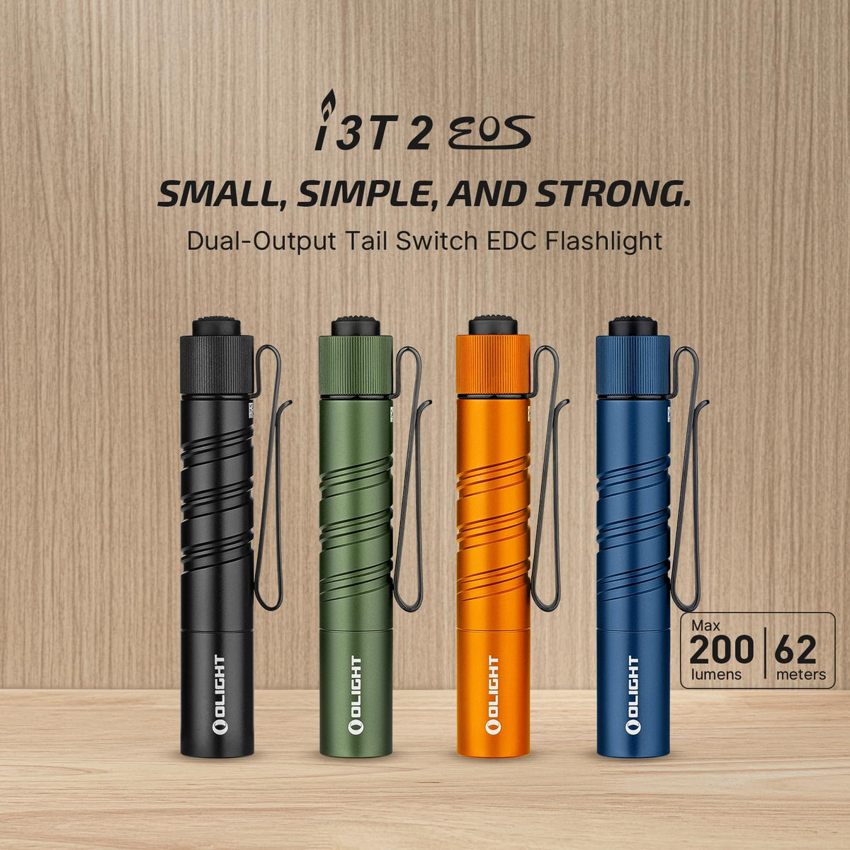 OLIGHT I3T 2 EOS Pocket EDC Flashlight – 200 Lumen, AAA Battery, IPX8, Two-Way Clip
