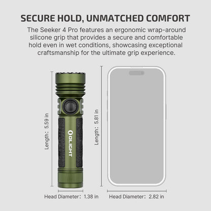 OLIGHT Seeker 4 Pro Rechargeable Flashlight – 4600 L, IPX8, OD Green