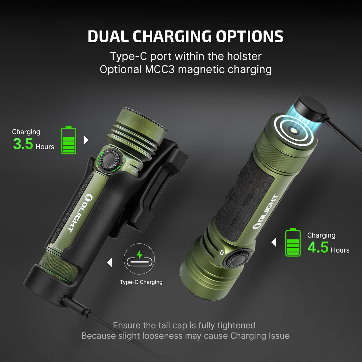 OLIGHT Seeker 4 Pro Rechargeable Flashlight – 4600 L, IPX8, OD Green
