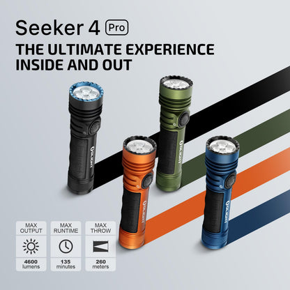 OLIGHT Seeker 4 Pro Flashlight - 4600 Max Lumens, IPX8, USB-C Holster