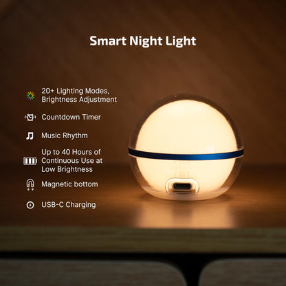 OLIGHT Sphere C Smart Night Light – USB-C Rechargeable RGB Bedside Lamp with App Control