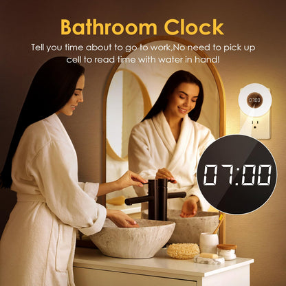 One Fire Night Light Clock - Dimmable, 3 Color Modes, Timer, Plug-in Night Light