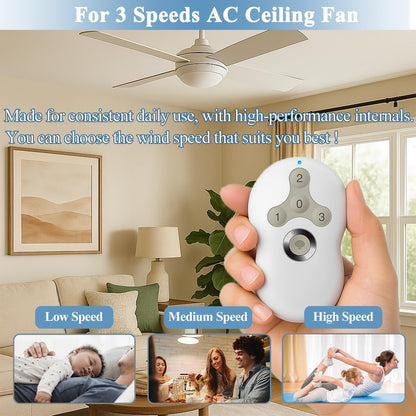 Onisamt Ceiling Fan Remote for Hunter 434MHz (3-Speed, Light Dimmer) – Remote Only