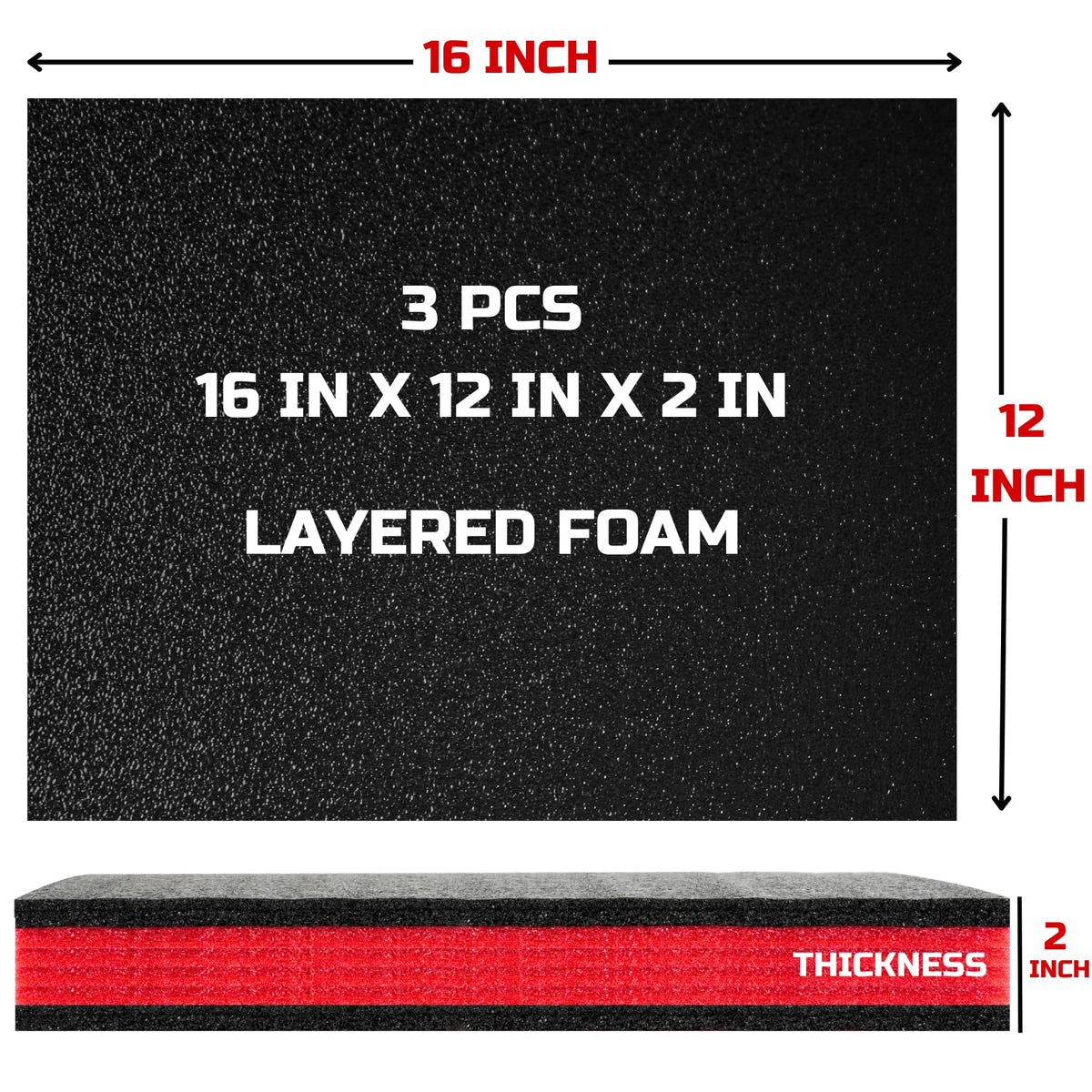 ONREVA Tool Box Foam 3-Pack – 16x12x2 in Case Inserts