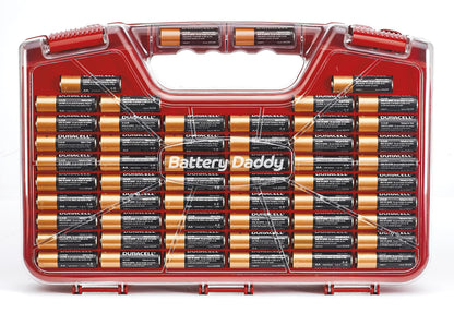 Ontel Battery Daddy Storage & Organizer Case – Holds 180 Batteries with Tester | Double-Sided, Clear Lid