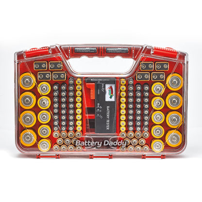 Ontel Battery Daddy Storage & Organizer Case – Holds 180 Batteries with Tester | Double-Sided, Clear Lid