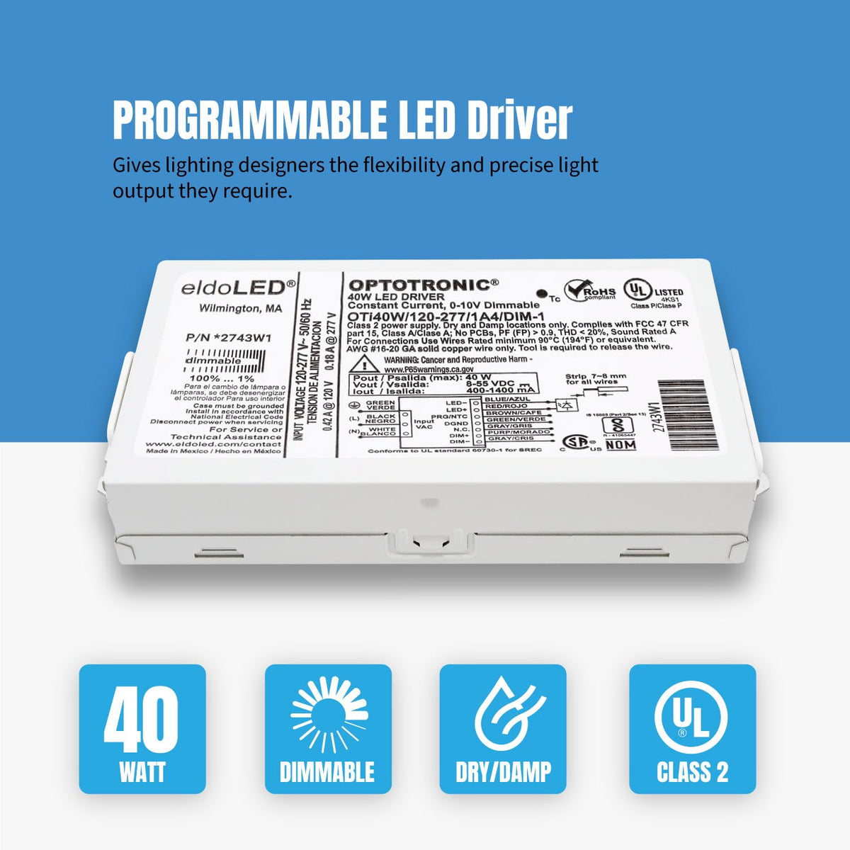 OSRAM Optotronic OTi40W 120-277V 40W Dimmable LED Driver – Constant Current DIM-1