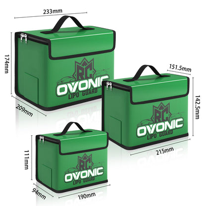 OVONIC Lipo Safe Bag — Explosion-Proof LiPo Battery Storage (Large, Medium, Small)