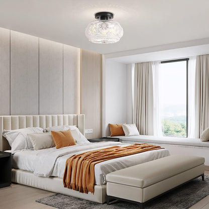 OYKYOHEI Semi Flush Mount Ceiling Light – Globe Glass, Black Modern Lighting