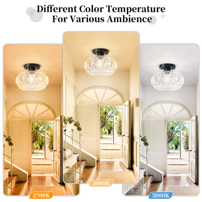 OYKYOHEI Semi Flush Mount Ceiling Light – Globe Glass, Black Modern Lighting