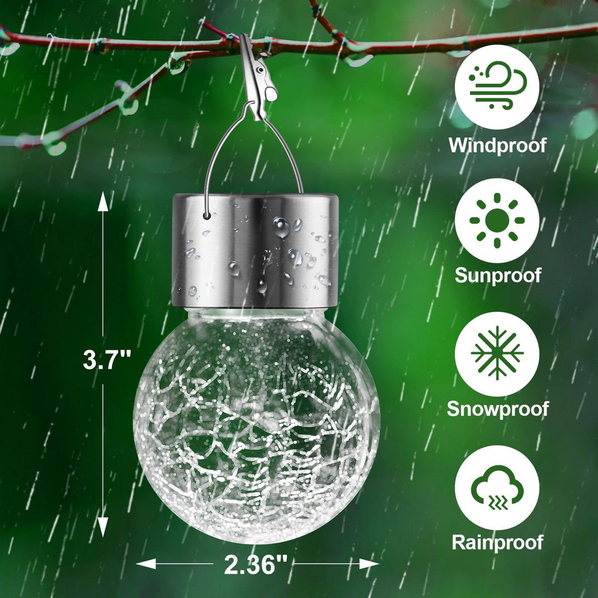 PARTPHONER Solar Hanging Globe Lights 8-Pack – Waterproof, Color-Changing