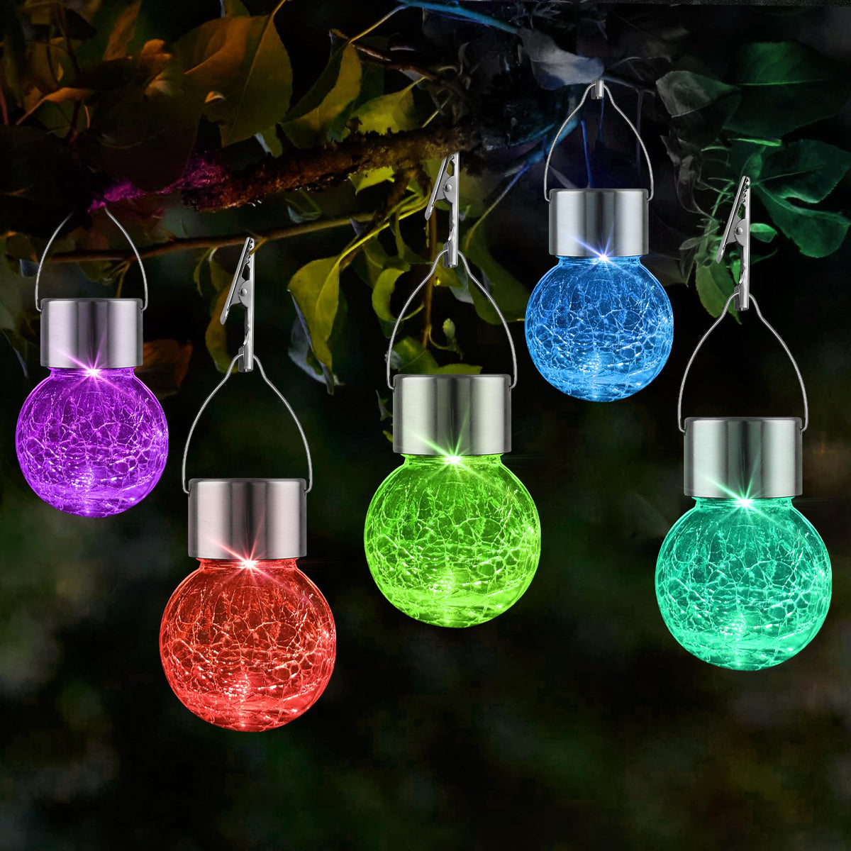PARTPHONER Solar Hanging Globe Lights 8-Pack – Waterproof, Color-Changing
