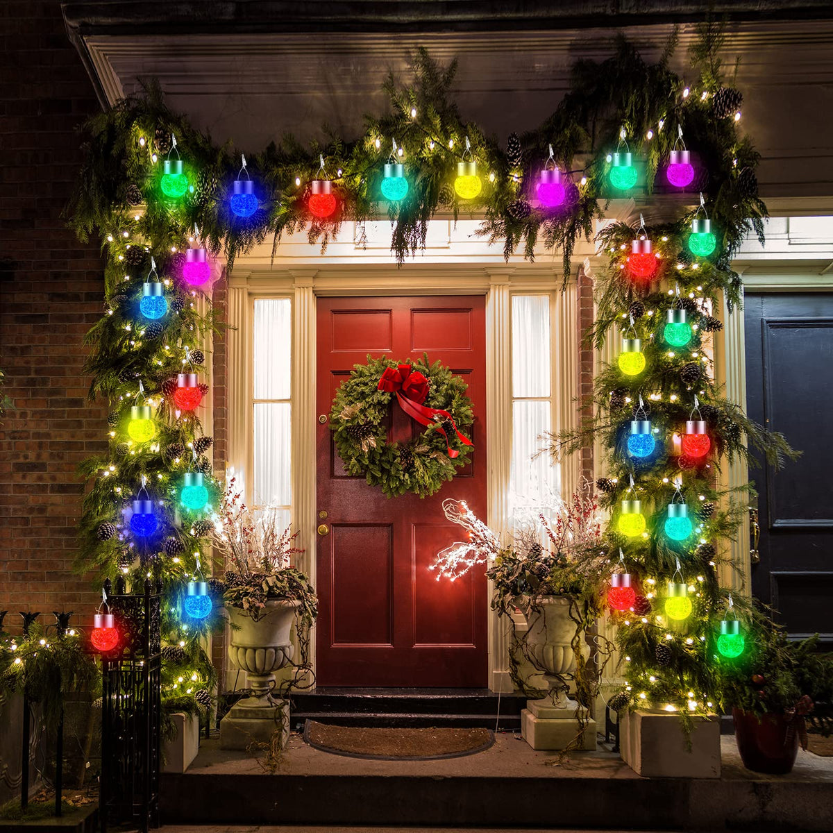 PARTPHONER Solar Hanging Globe Lights 8-Pack – Waterproof, Color-Changing