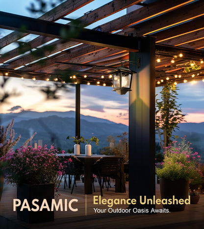 PASAMIC 2-Pack Solar Wall Lanterns - Replaceable Bulb, Dusk-to-Dawn Sensor, IP44 Outdoor Lanterns