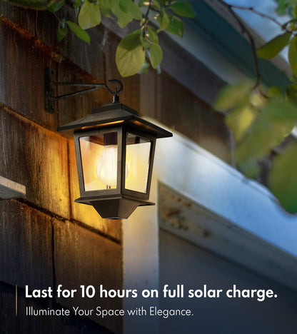 PASAMIC 2-Pack Solar Wall Lanterns - Replaceable Bulb, Dusk-to-Dawn Sensor, IP44 Outdoor Lanterns