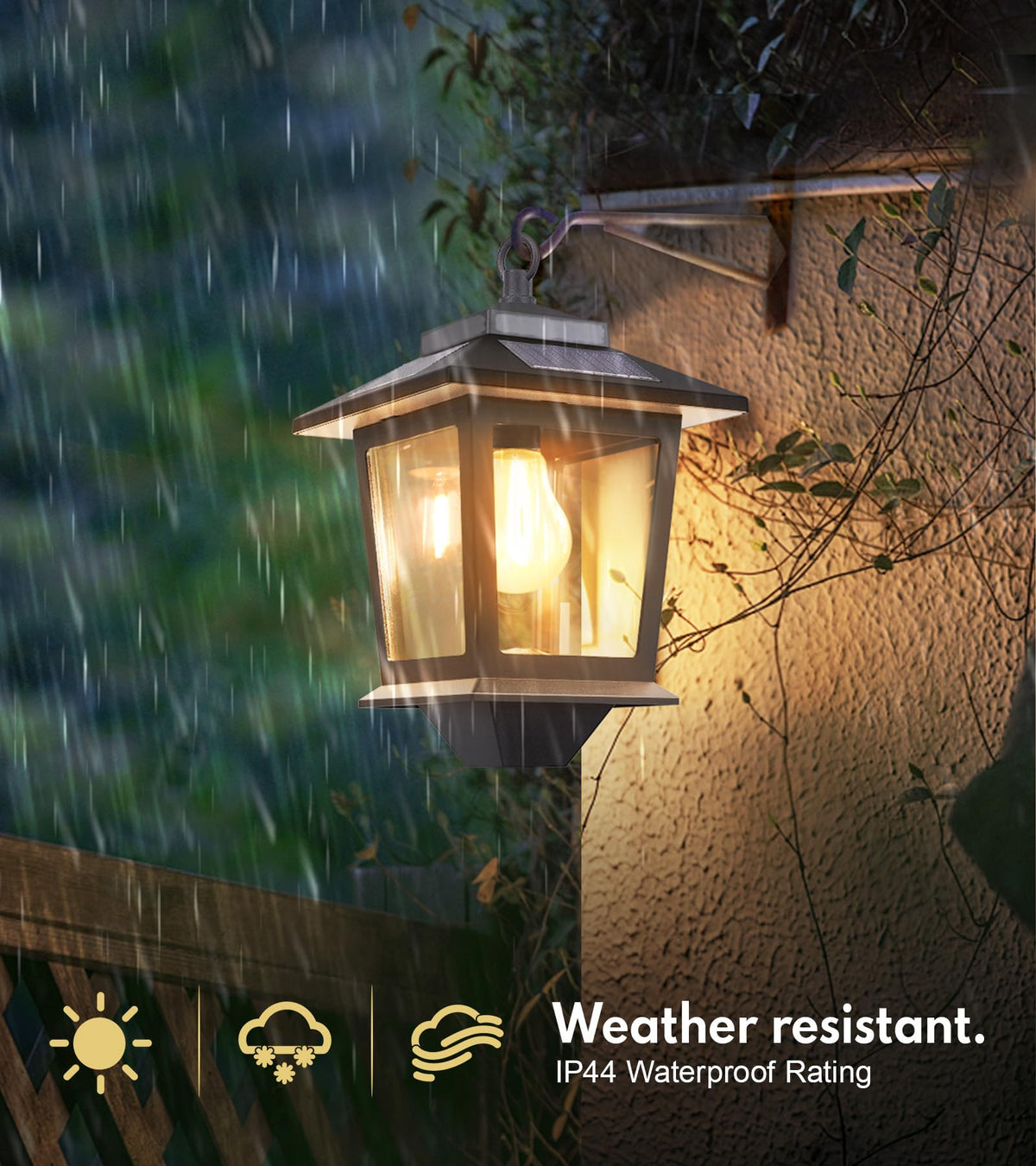 PASAMIC 2-Pack Solar Wall Lanterns - Replaceable Bulb, Dusk-to-Dawn Sensor, IP44 Outdoor Lanterns