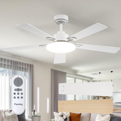 Passky 52-Inch Ceiling Fan with Light & Remote – Dimmable, 3-CCT, Quiet DC Motor