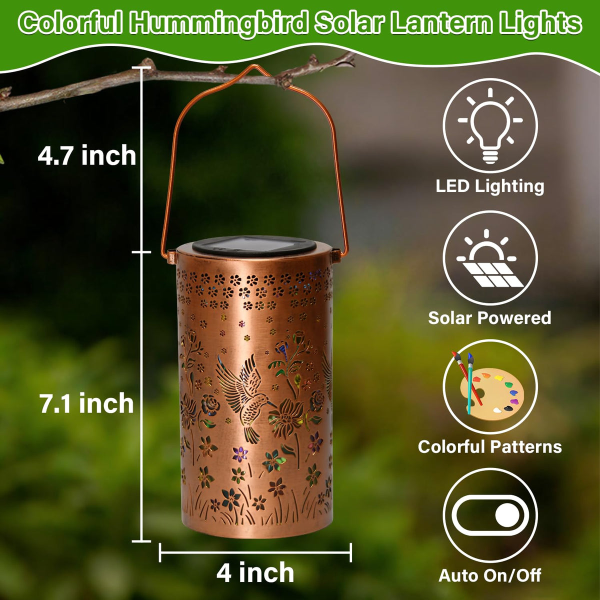 PASUTO Colorful Solar Lanterns – Hummingbird LED Garden Lights, IP65 Waterproof