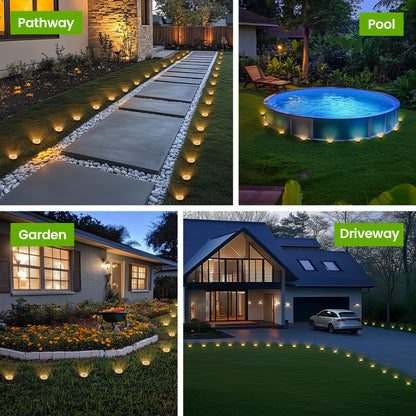 PATIOWIN Mini Solar Ground Lights – 16-Pack Warm White Pathway Lights, IP44