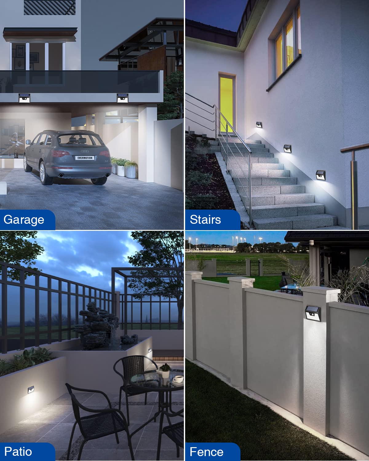 Peasur 2 Pack Solar Lights Outdoor Motion Sensor | 140 LED Security Lighting