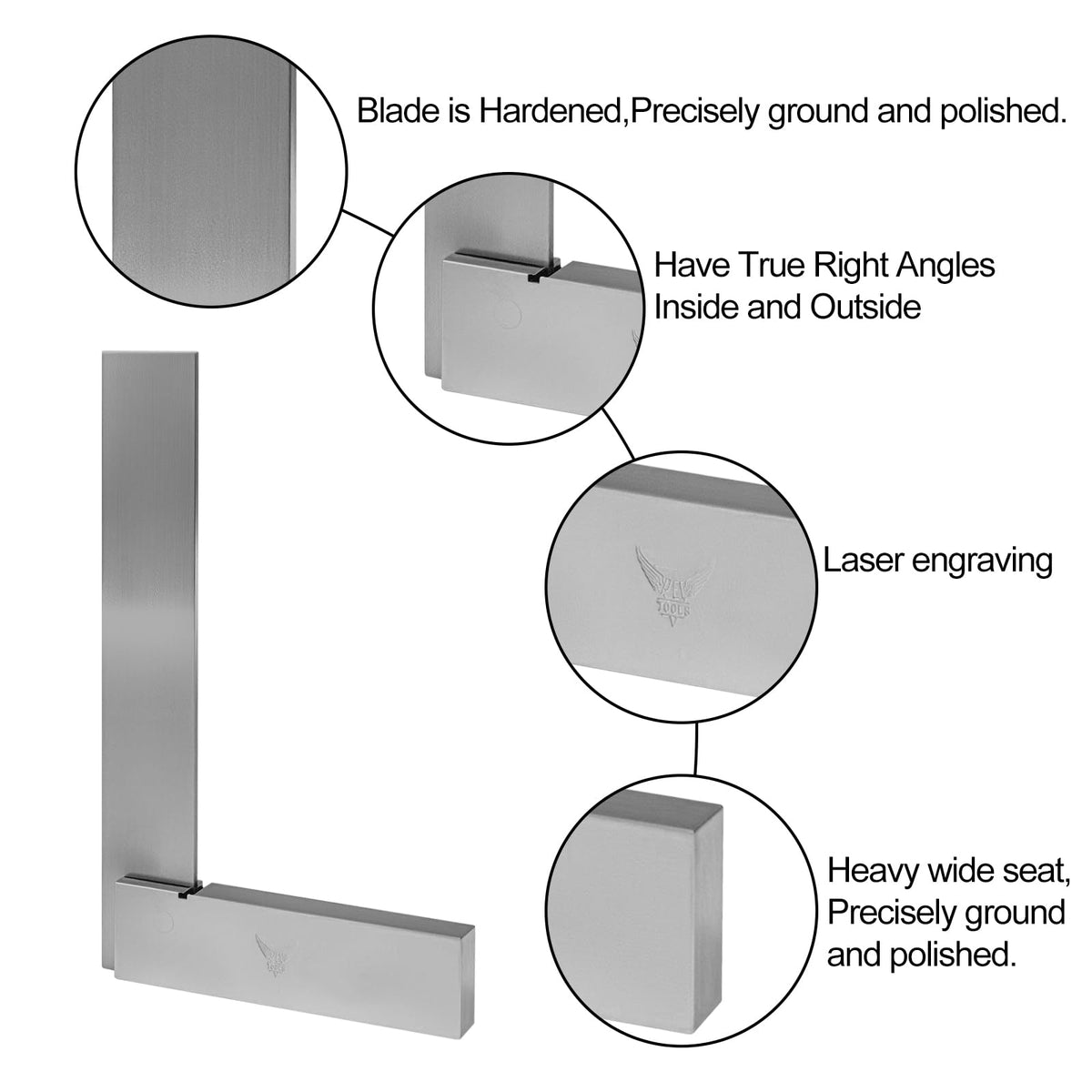 PEC Tools Machinist Square – Fixed 90° Right Angle, Hardened Steel, 3 x 2-1/2 in