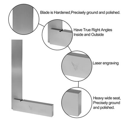 PEC Tools Machinist Square – Fixed 90° Right Angle, Hardened Steel, 3 x 2-1/2 in