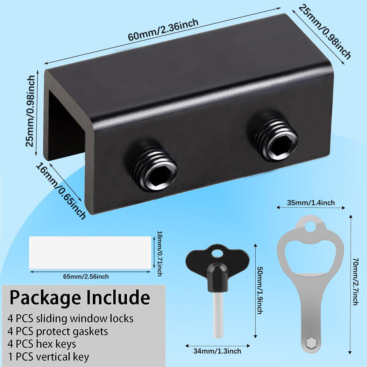 Penmama Sliding Window Locks (8 Sets) – Adjustable Aluminum Security Locks for Vertical & Horizontal Windows